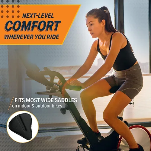 Vista 4 de Bikeroo Cojín Cómodo para Asiento de Bicicleta - Cubierta de Gel Acolchada para Ejercicio, Bicicletas de Montaña y Carretera, Ajuste Universal