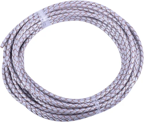 Vista 62 de 2 yardas 8.0mm Cordón redondo de cuero trenzado auténtico marrón antiguo para corbata de bolo