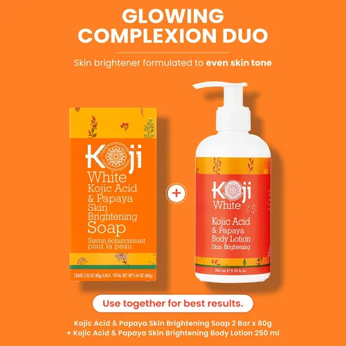 Vista 8 de Koji White Jabón iluminador de piel con ácido kójico y papaya, barra facial exfoliante, piel radiante, rejuvenece, hidratante, barra limpiadora