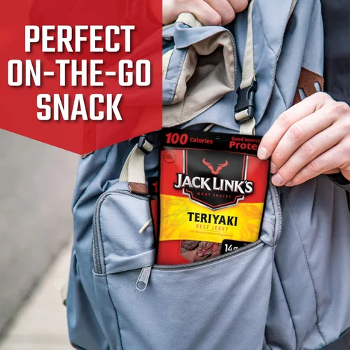 Vista 4 de Jack Link's - Paquete variado de carne seca de res + Teriyaki Beef Jerky Multipack - Grandes bocadillos de proteínas