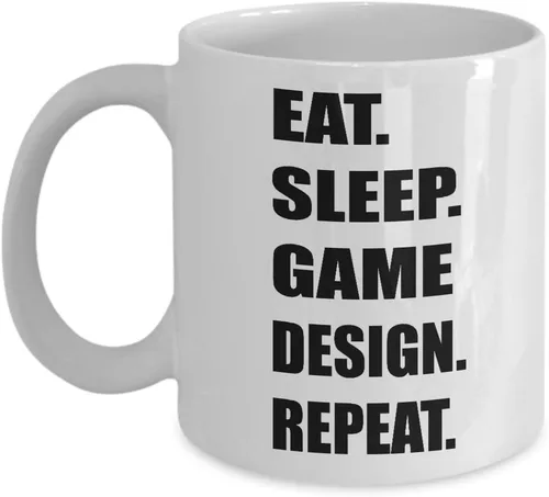 Vista 3 de Regalos para diseñador de videojuegos – Eat Sleep Repeat taza de café – inspirador taza de té divertido bonito regalo idea de diseño