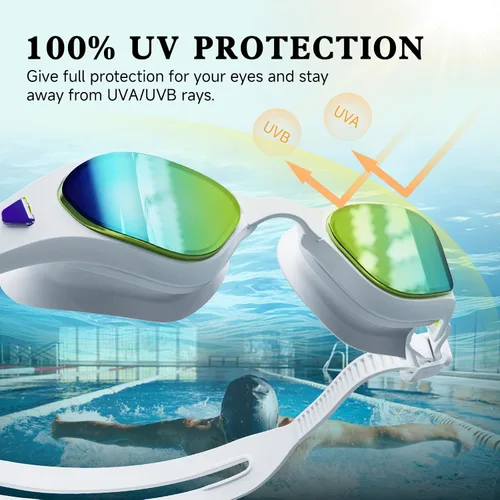 Vista 3 de Gafas de natación polarizadas para adultos, hombres, mujeres, jóvenes, antivaho anti rayos UV, sin fugas, alta definición, amplia visión