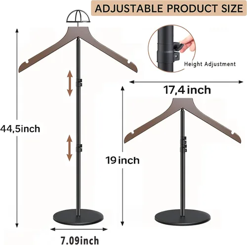 Vista 3 de Soporte para camisetas (negro, 44.5 pulgadas con soporte para sombreros, 1 unidad)