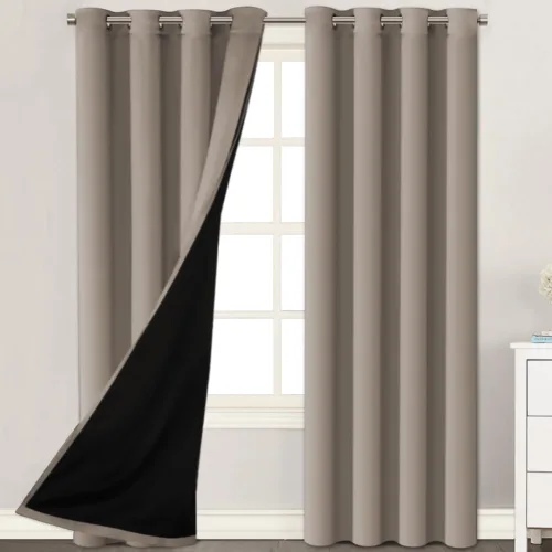 Vista 14 de H.VERSAILTEX Paneles de cortina 100% opacas de 45 pulgadas de largo, con aislamiento térmico, cortinas opacas con forro para dormitorio, dos capas