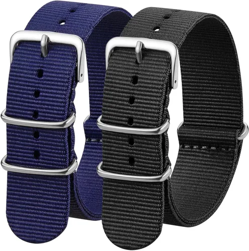 Vista 21 de Correa de Reloj de Nylon de Repuesto de Liberación Rápida con Hebilla Pesada Correas de Reloj para Hombres y Mujeres Negro Gris / Negro