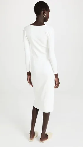 Vista 3 de Vince Vestido acanalado con cuello en V para mujer