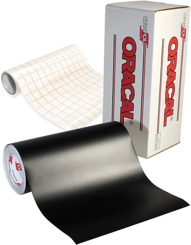 Vista 2 de ORACAL Vinilo adhesivo negro mate para manualidades, incluye detallador amarillo duro (6.5 pies x 12 pulgadas)