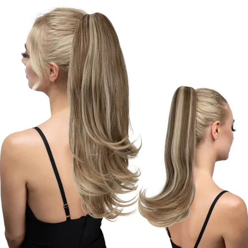 Vista 10 de Extensión de cola de caballo con clip, de 18 pulgadas, extensiones de cabello para mujer, cola de caballo larga y recta, cola de caballo rizada