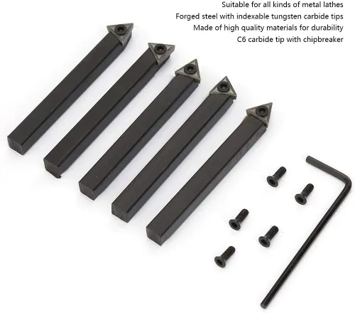 Vista 6 de Juego de 5 piezas de insertos de carburo indexables de 1/4 pulgadas, broca de herramientas de torno de carburo, broca de inserción de herramientas