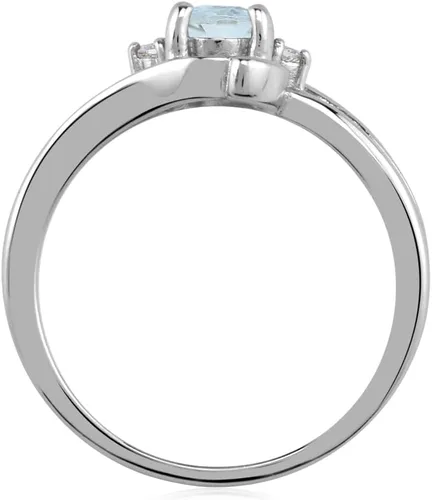 Vista 3 de Silvershake 7x5MM Oval Shape Genuine Gemstone 925 Sterling Silver Engagement Wedding Anniversary Ring