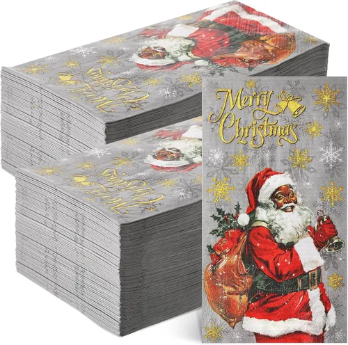 Vista 9 de Cholemy - 200 servilletas navideñas para invitados, toallas de papel, bola de Navidad Guest Hand Towels for Holiday Parties, Winter Tree Ornament