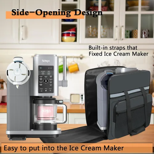 Vista 4 de CREAMi Ice Cream Maker NC701 - Bolsa de transporte para máquina de helados Ninja CREAMi, portátil para exteriores, suave, bolsa de viaje, diseño