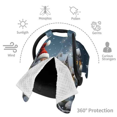 Vista 8 de Baby Car Seat Canopy Cover for Mom, Soft Breathable Nursing Breastfeeding Covers Multi Use Stroller Sun Shade Newborn Shower Gift，Christmas Snow