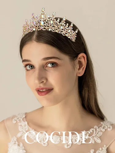 Vista 3 de COCIDE Tiaras para mujeres y niñas, Cristal Diamante falso, Cristal