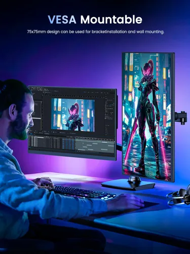 Vista 8 de UPERFECT Monitor portátil 4K 120HZ QLED de 17.3 pulgadas Monitor de juegos de 0.1 ms, 500 Nits 3840 * 2160 UHD 100% DCI-P3 USB-C y HDMI