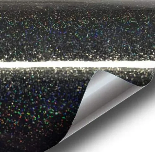 Vista 3 de Film adhesivo de vinilo con brillo, metálico, negro, arco iris, marca VViViD