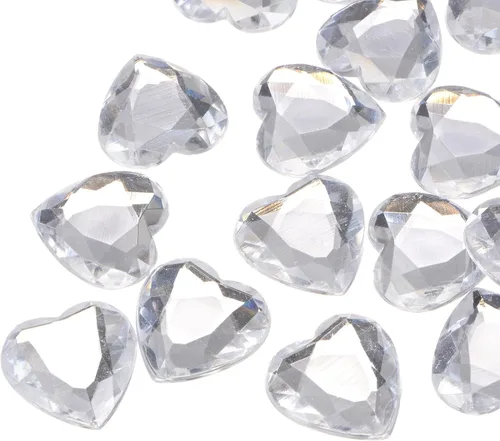 Vista 22 de MECCANIXITY 20 piezas de diamantes de imitación acrílicos de corazón de 0.787 pulgadas (0.787 in) con parte trasera plana, gemas de plástico