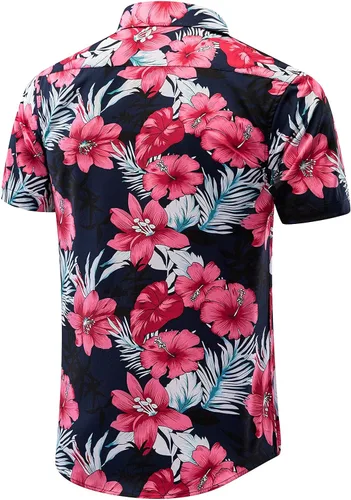 Vista 3 de ENVMENST Hawaiian Shirt for Men Short Sleeve Beach Printed Summer Button Down Aloha Shirt(S-3XL)