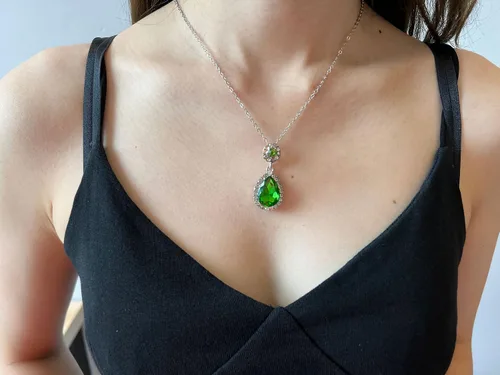 Vista 3 de Txibikn Juego de 4 piezas de joyería elegante y grande con colgante de cristal de lágrima para mujer, juego de anillos abiertos para fiesta