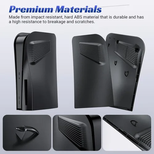 Vista 5 de TESSGO PS 5 Plates with Cooling Vent for Disc Edition, PS 5 Console Cover Plates Faceplate, Hard Shockproof Anti-Scratch Dustproof ABS Replacement
