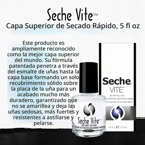 Vista 2 de Esmalte de uñas Seche Vite de secado rápido - Esmalte de uñas transparente de secado rápido y larga duración, hecho en los Estados Unidos, 0.5 fl oz