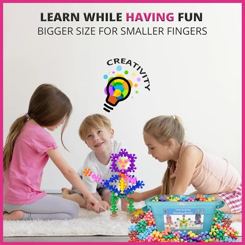 Vista 9 de Curious 2 Learn Bloques de construcción de 300 unidades – Juguetes STEM para la creatividad – Regalo de cumpleaños para niños de 4 años – Juego
