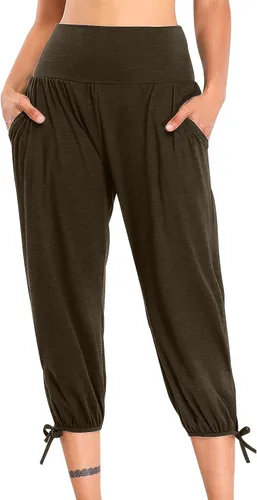 Vista 108 de Pantalones capri para mujer, estilo casual, de verano, elásticos, de cintura alta, pantalones de yoga, ajuste atlético, pantalones deportivos