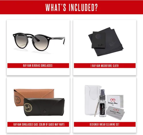 Vista 5 de Ray-Ban Junior Kids' Round Sunglasses For Boys For Girls + BUNDLE with Designer iWear Eyewear Kit