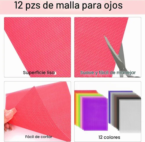 Vista 3 de Paquete de 12 mallas de ojos de 12 colores para máscara Therian Cosplay