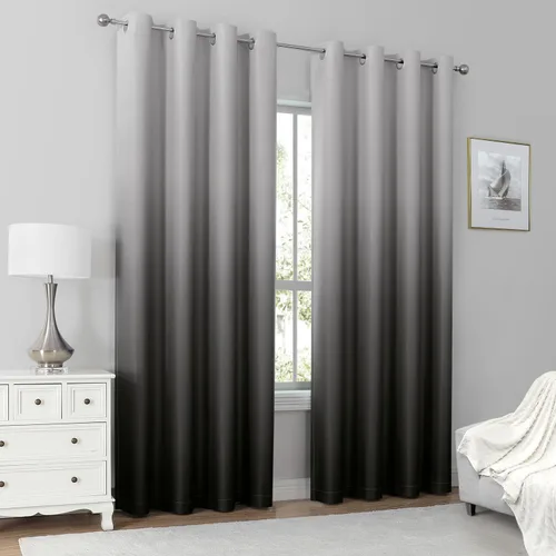 Vista 8 de HOMEIDEAS Cortinas negras 100% opacas degradadas, 52 pulgadas de ancho x 63 Negro