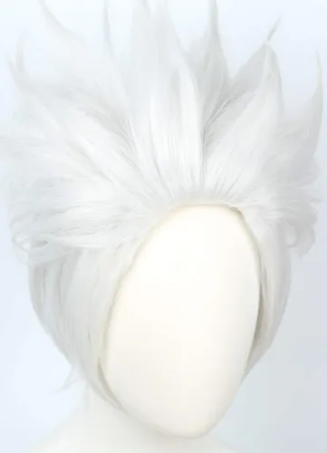 Vista 5 de Peluca de cosplay en capas cortas, disfraz de Halloween, peluca blanca plateada,