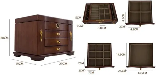 Vista 2 de CXDTBH - Joyero con cerradura, de madera antigua, estilo chino, europeo, caja de almacenamiento de joyas retro chino