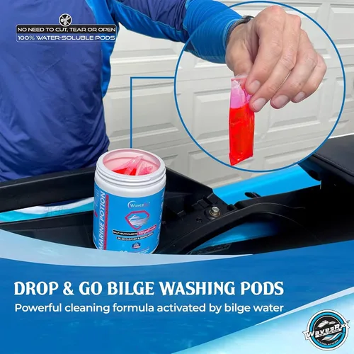 Vista 6 de WAVESRX BilgePods - Limpiador de sentina para barcos y motos acuáticas que neutralizan la sal, elimina la sal, los lodos y los depósitos para evitar