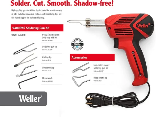 Vista 4 de Weller Geuinine Kit universal de pistola de soldadura 140W/100W 120V 9400PKS (paquete de 2)