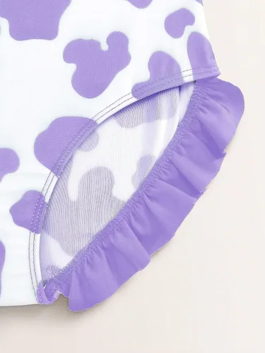 Vista 4 de WDIRARA Traje de baño de una pieza con estampado de vaca para niña