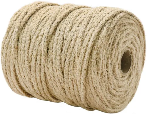 Vista 4 de Tenn Well Cuerda de yute, cuerda trenzada de yute de 200 pies y 0.138 in, cuerda natural para manualidades, envoltura de regalos, jardinería