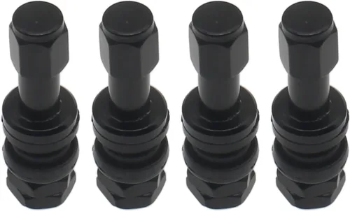 Vista 4 de VS43 TR43E - Vástagos de válvula de sujeción sin cámara de aluminio negro para neumáticos (4 piezas)