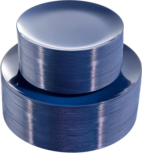 Vista 15 de PULOTE 100 piezas de platos de plástico negro desechables - Premium resistente 50 platos negros para cena, 50 platos para postre/ensalada - Ideal