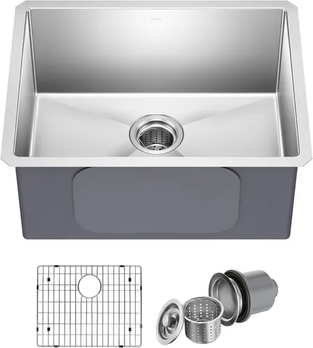 Vista 15 de Kraus Standart PRO - Fregadero de cocina de montaje inferior con tazón individual para bar de acero inoxidable, calibre 16, 10 pulgadas, KHU101-10