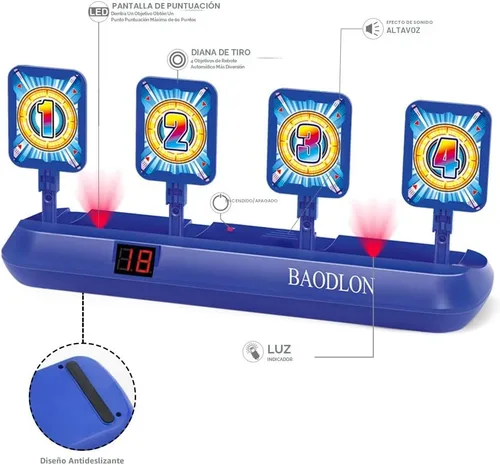 Vista 2 de BAODLON Objetivos de disparo digitales con pistola de juguete de dardos de espuma, puntuación electrónica de reinicio automático de 4
