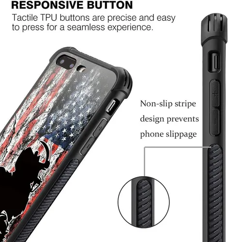 Vista 3 de DJSOK Funda para iPhone 7/8/SE2, diseño de patrón de lujo, a prueba de golpes, funda resistente para hombre y mujer, bandera de fútbol americano