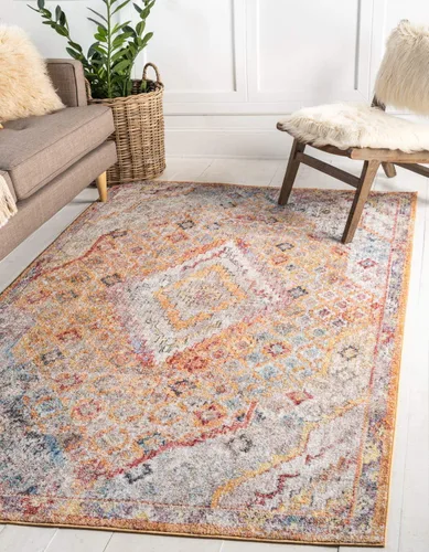 Vista 14 de Unique Loom Brighton Collection - Alfombra vibrante con estampado tradicional, medallón, azul/beige, rectangular de 2 pies 2 pulgadas x 3 pies 1