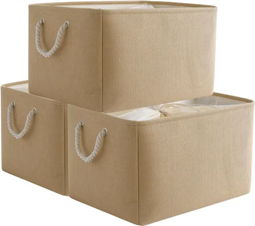 Vista 48 de TheWarmHome Contenedores de almacenamiento para estantes, tamaño mediano, 3 unidades, 13.8 pulgadas de largo x 9.8 pulgadas de ancho x 6.7 pulgadas