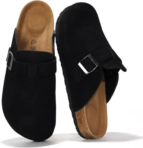 Vista 14 de Zuecos de cuero genuino 100% de grano completo para hombres - Zapatos de Negro