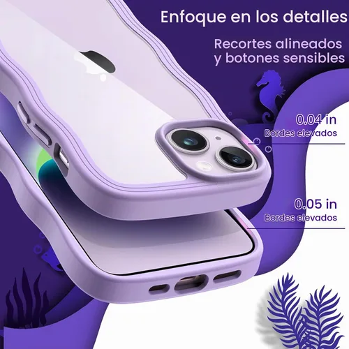Vista 5 de JETech Funda ondulada para iPhone 14, color morado