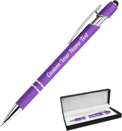 Vista 75 de Bolígrafo personalizado, 1 unidad, bolígrafo personalizado con logotipo de mensaje de nombre comercial grabado, lápiz digital de tinta negra suave