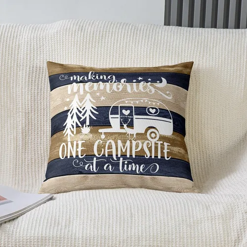 Vista 2 de Juego de 2 fundas de almohada de 16 x 16 pulgadas, fundas de almohada decorativas de camping feliz para decoración de caravanas para sofá cama