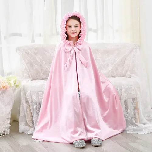 Vista 6 de Newland Capa de princesa, disfraz de capa larga con capucha de princesa para niñas de 3 a 12 años