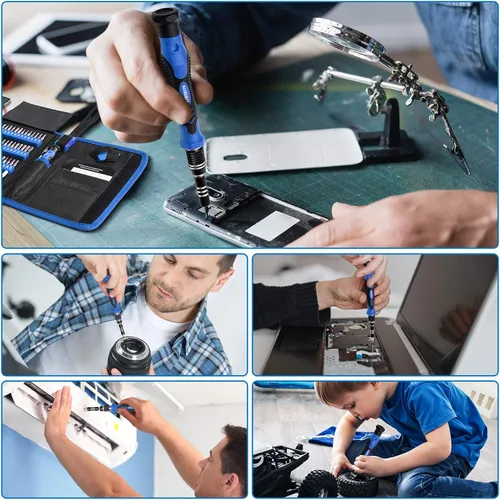 Vista 7 de Destornillador de precisión electrónica de 142 piezas con kit de herramientas de reparación magnética de 120 puntas para iPhone, MacBook