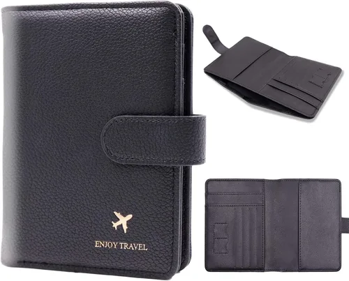 Vista 8 de Cnycmy - Funda para pasaporte para viajes, funda para pasaporte con RFID ABC-Rosa